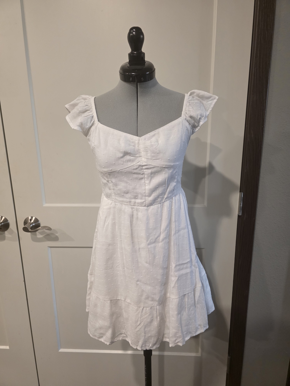 Hollister White Puff-Sleeve Mini Skort Dress